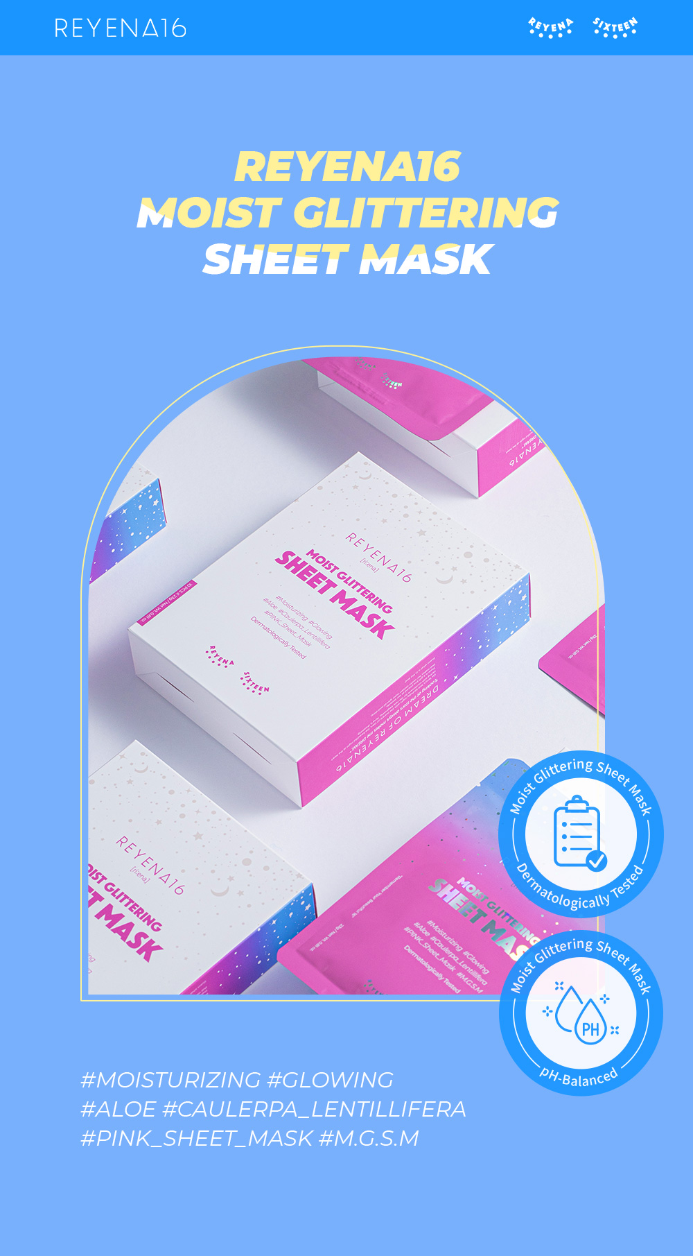 REYENA16 Moist Glittering Sheet Mask 23g - REYENA16